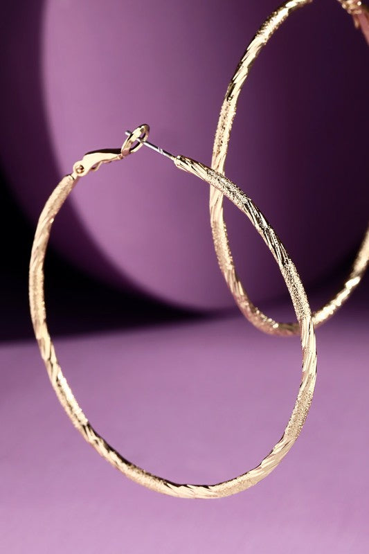 Brass Mixed Textured Hoop Earrings