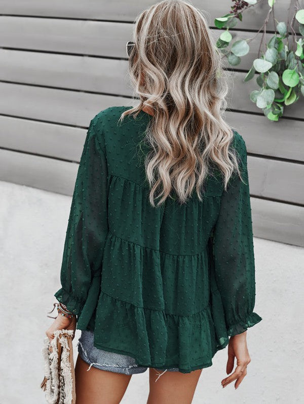 Swiss dot long sleeve top