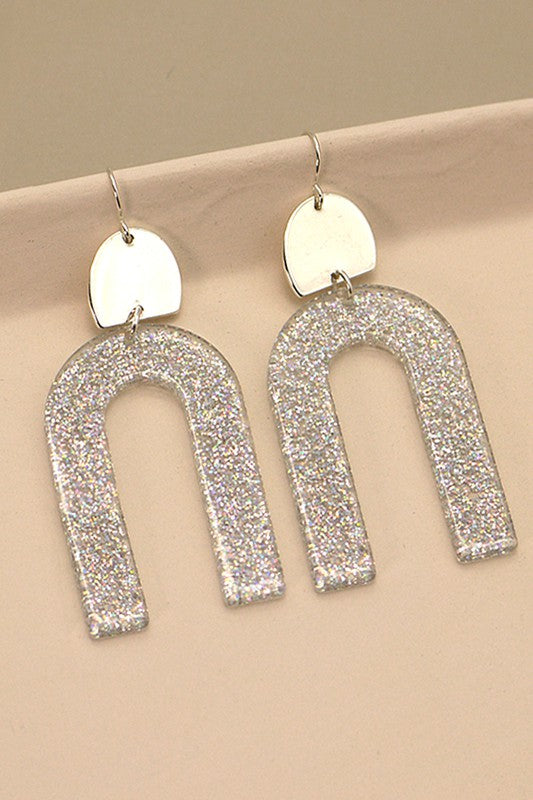GLITZ GLITTER U DROP EARRINGS