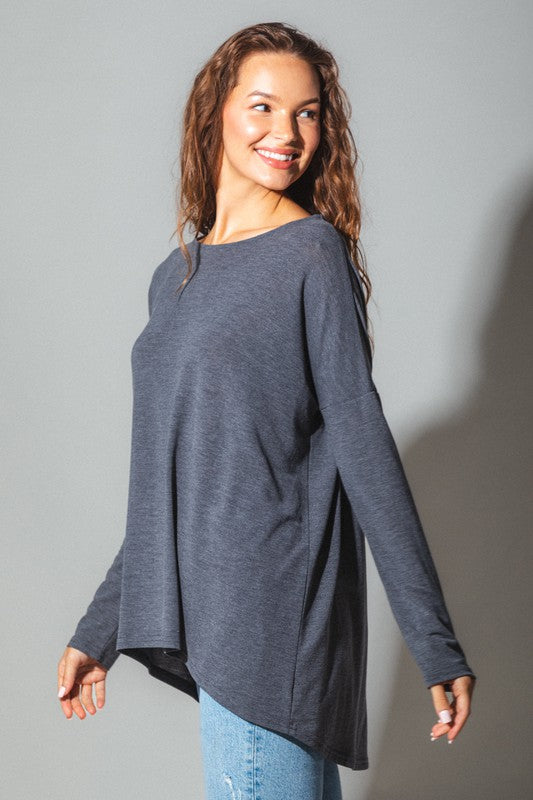 Long sleeve tunic knit top