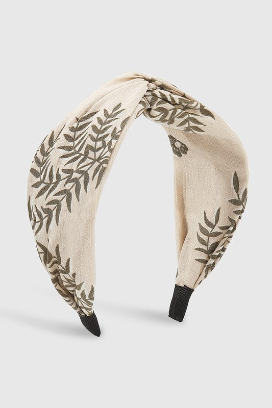 Leaves Print Cross-knotted Wide Headband