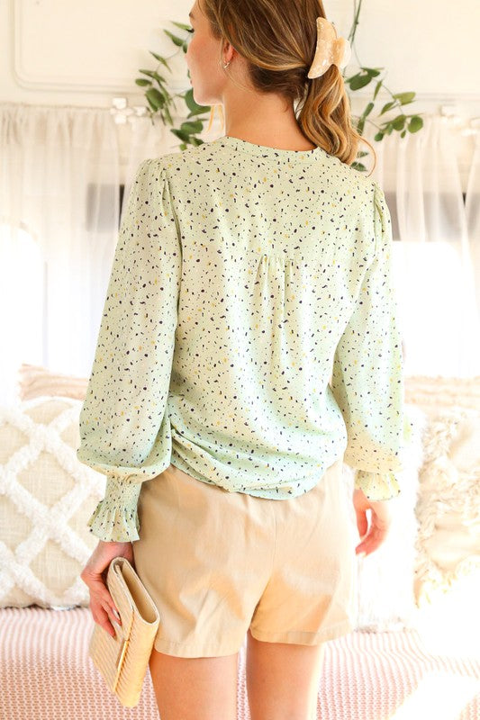 Long Sleeve Dot Blouse