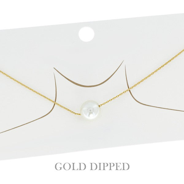 GOLD DIPPED FLOATING PEARL PENDANT NECKLACE