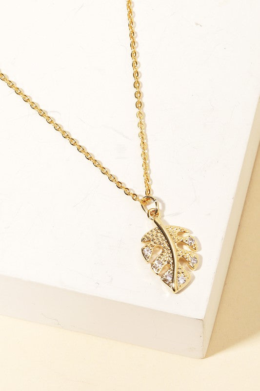 Mini Monstera Leaf Pendant Necklace