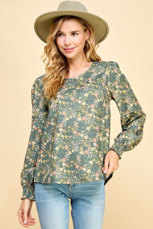 Floral Printed with Ruffled Sleeves