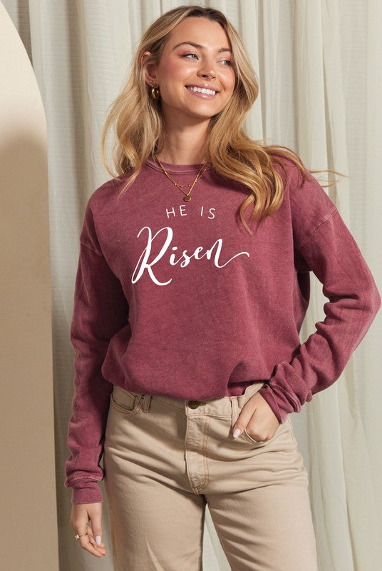 HE IS RISEN Mineral Graphic Sweatshirt