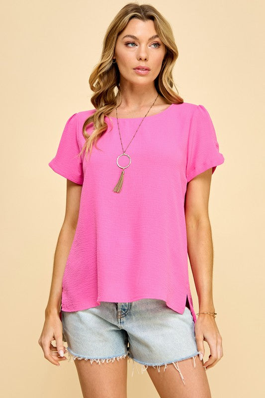 Solid Top with detailed Sleeves