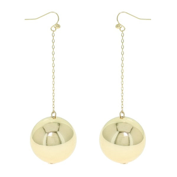 GOLD-TONE BALL LONG CHAIN DROP EARRINGS