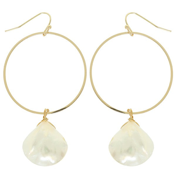 MOTHER OF PEARL HOOP FISHHOOK EARRINGS