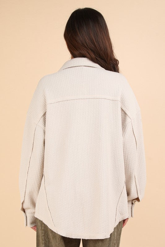 Oversized Cozy Button Down Shacket Jacket
