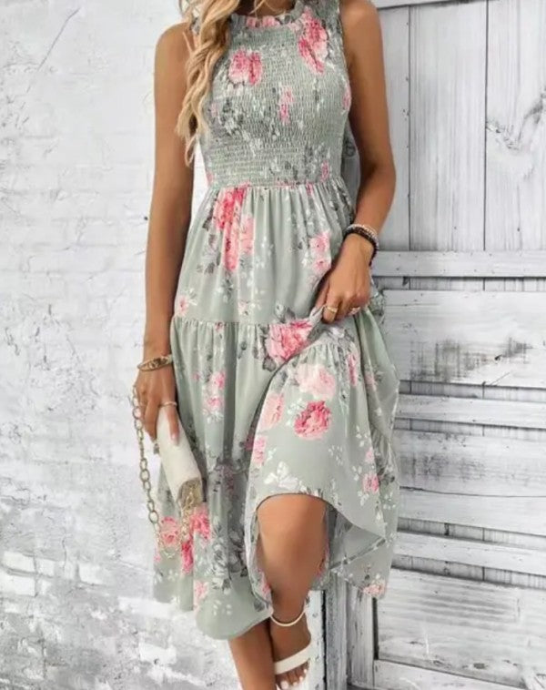 Floral Tiered Midi Dress