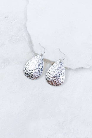 Hammered Silver Teardrop Earrings