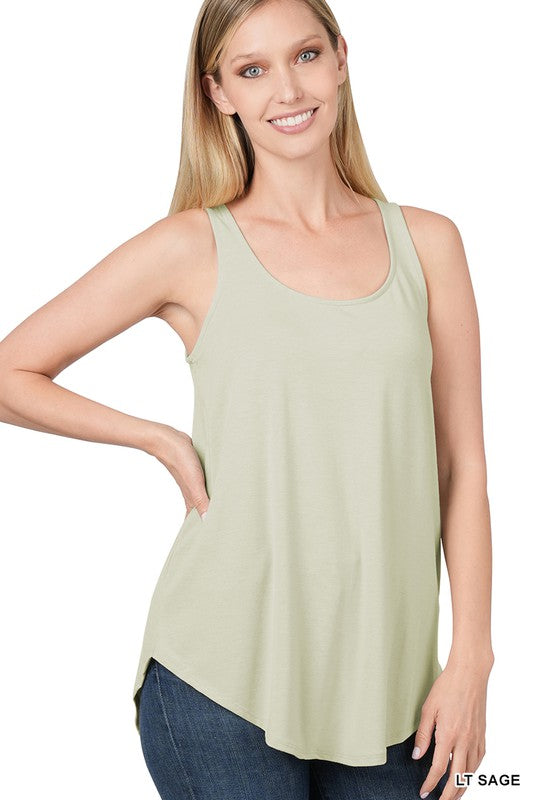 SLEEVELESS ROUND NECK ROUND HEM TOP