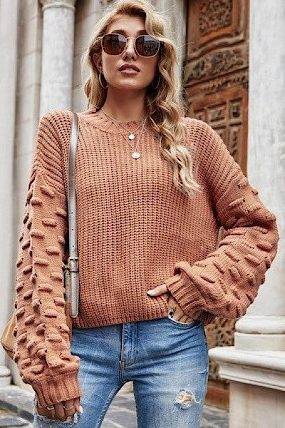 lantern sleeve casual sweater
