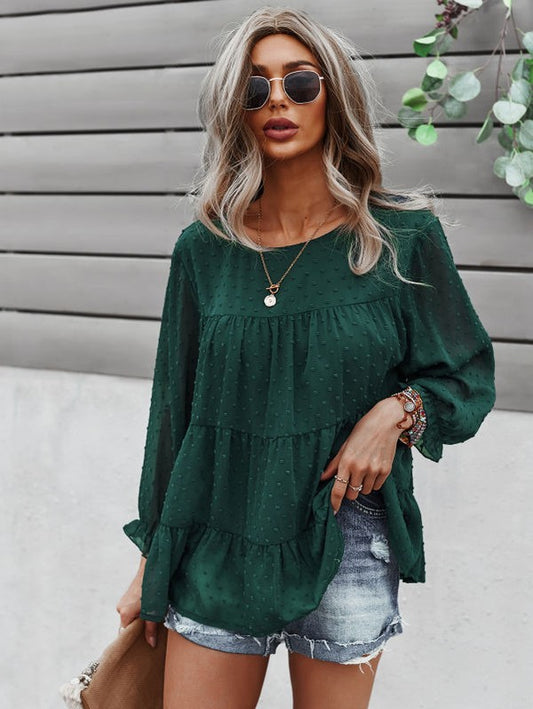 Swiss dot long sleeve top