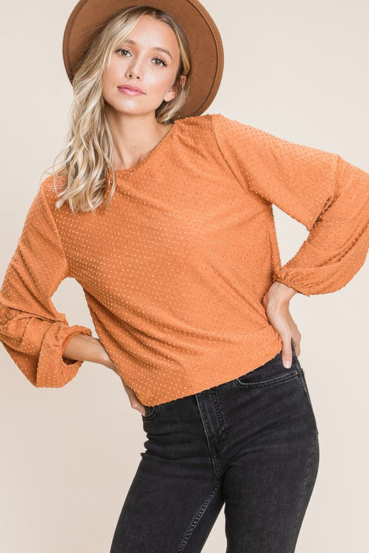 SWISS DOTTED PUFF SLEEVE TOP