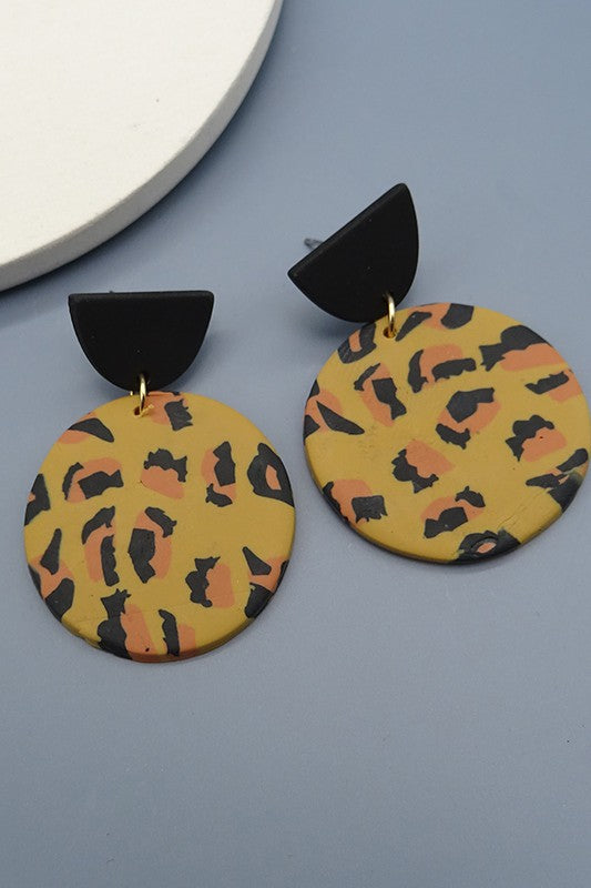 ANIMAL PRINT EXAGGERATED POLYMER CLAY EARRINGS