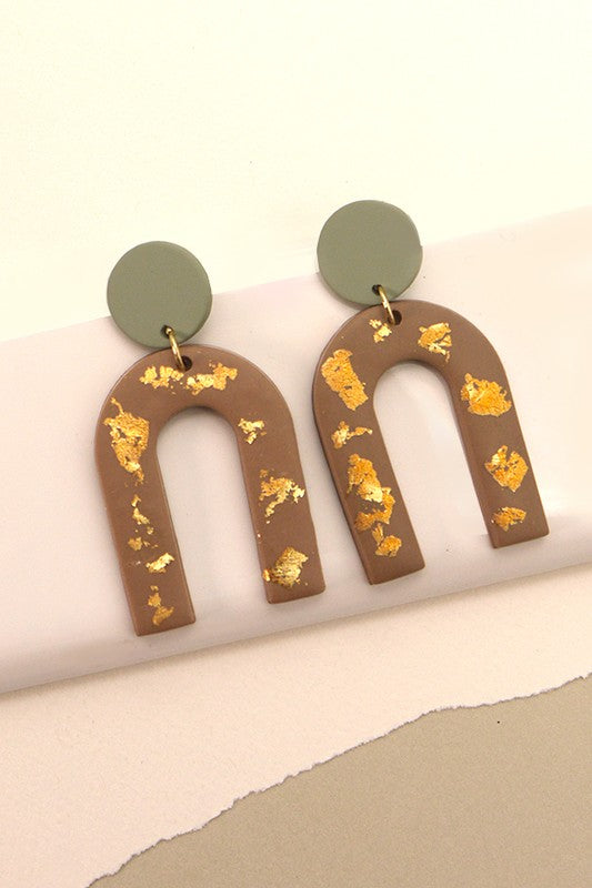 GOLD FOIL U SHAPE DROP EARRINGS