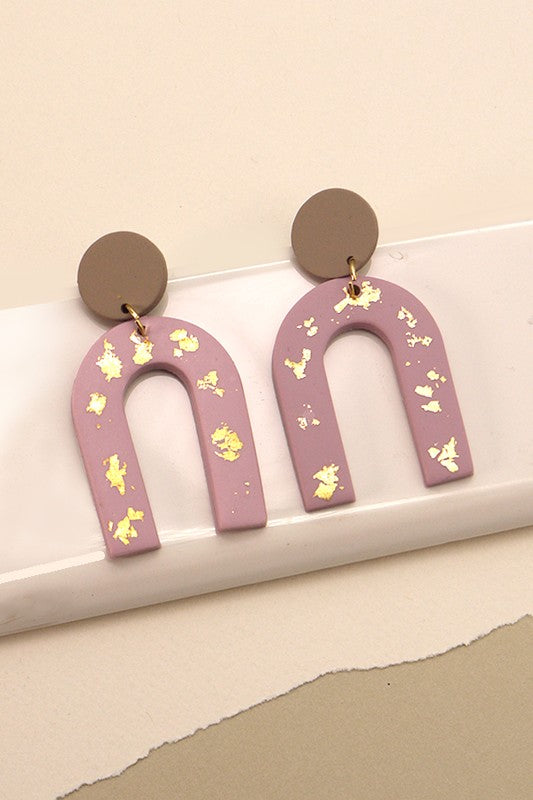 GOLD FOIL U SHAPE DROP EARRINGS
