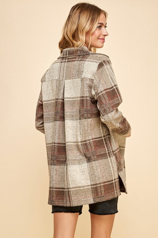 Plaided Shacket With Pockets And Buttons
