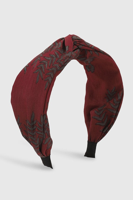 Leaves Print Cross-knotted Wide Headband