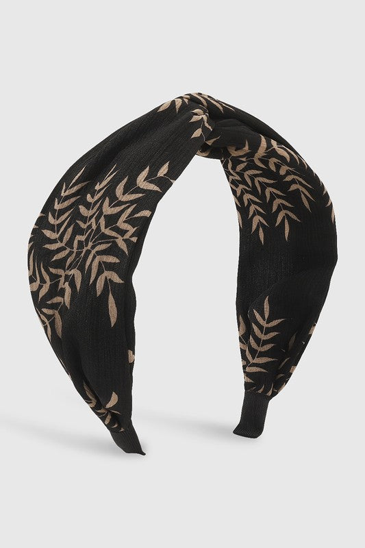 Leaves Print Cross-knotted Wide Headband