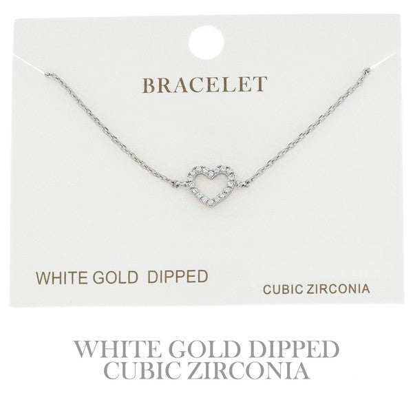 CUBIC ZIRCONIA GOLD DIPPED HEART BRACELET