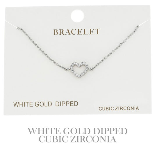 CUBIC ZIRCONIA GOLD DIPPED HEART BRACELET