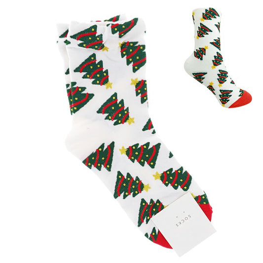 ADULT SIZE CHRISTMAS THEMED COTTON KNIT SOCKS