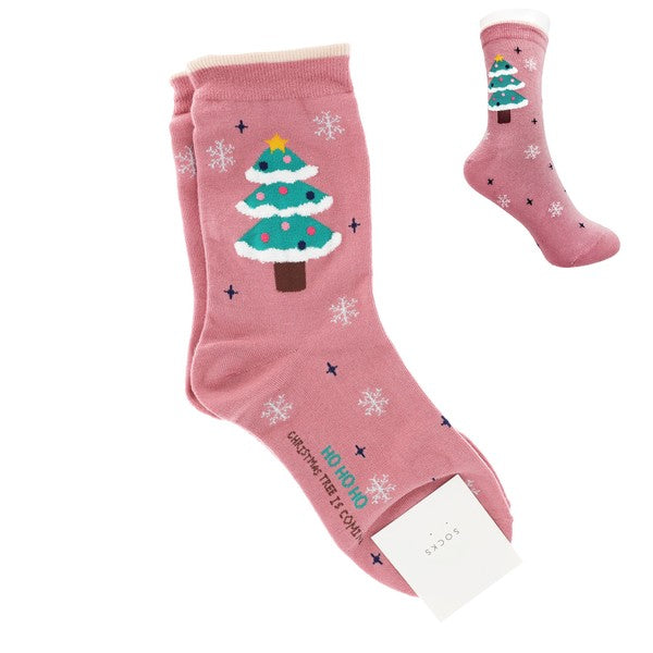 ADULT SIZE CHRISTMAS THEMED COTTON KNIT SOCKS