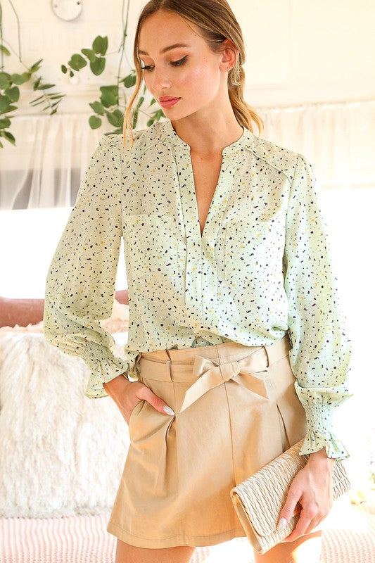 Long Sleeve Dot Blouse