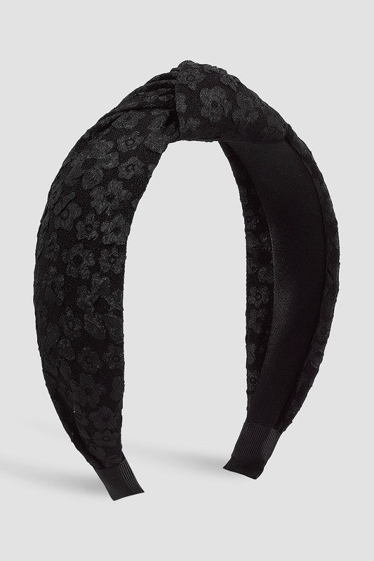 Embroidery Lace Floral Topknot Headband