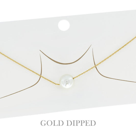 GOLD DIPPED FLOATING PEARL PENDANT NECKLACE