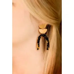 Tiered Chandelier Foil Earrings - Black Gold