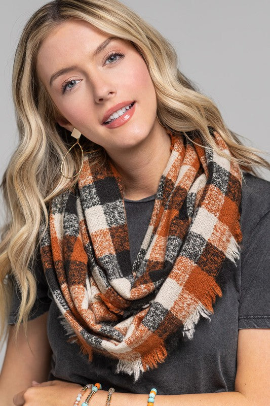 Multi-Color Plaid infinity scarf