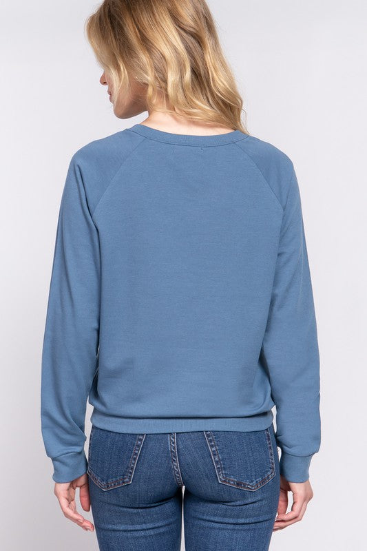 LONG RAGLAN SLEEVE CREW NECK FRENCH TERRY SWEATSHIRT