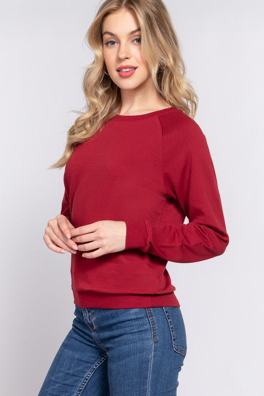 LONG RAGLAN SLEEVE CREW NECK FRENCH TERRY SWEATSHIRT