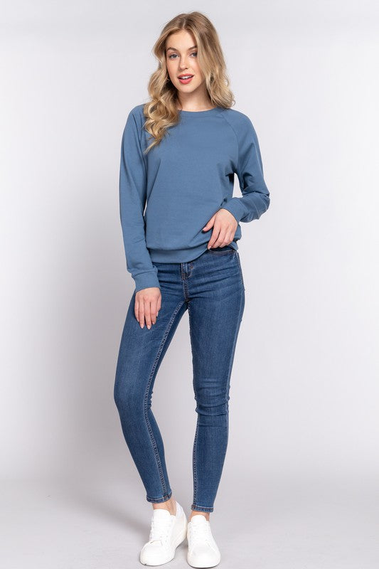 LONG RAGLAN SLEEVE CREW NECK FRENCH TERRY SWEATSHIRT