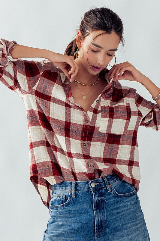 PLAID FLANNEL BUTTON DOWN SHIRT