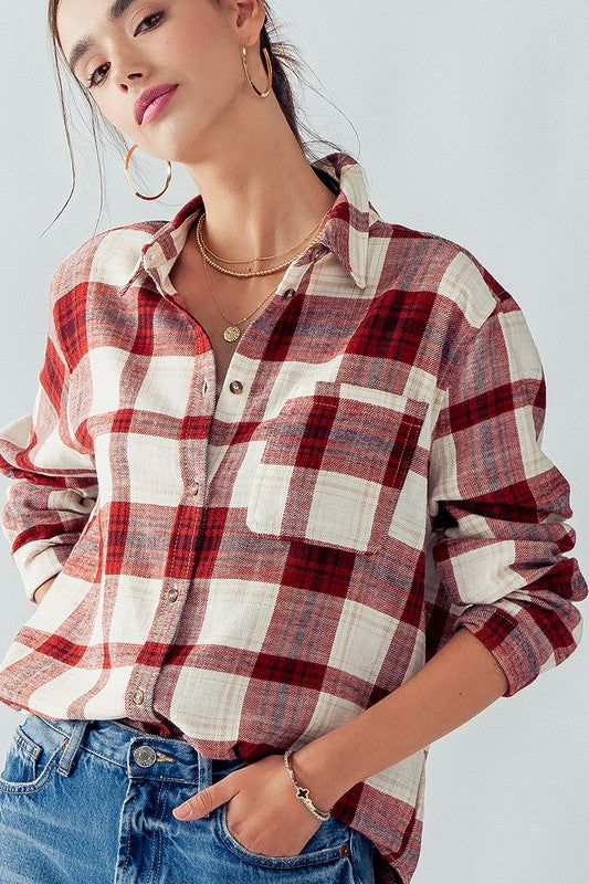 PLAID FLANNEL BUTTON DOWN SHIRT