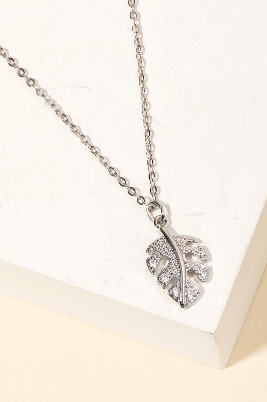 Mini Monstera Leaf Pendant Necklace