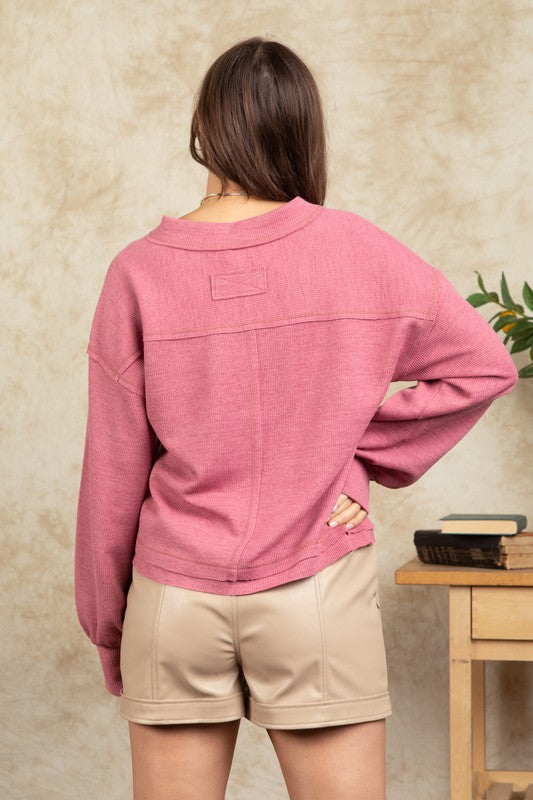 V-neck Loose Fit Comfy Knit Top