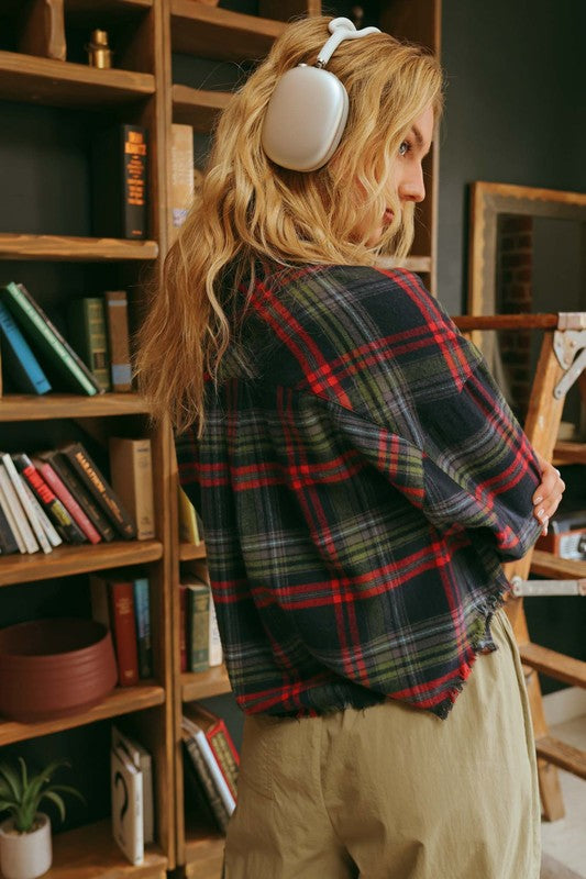 Flannel Fringe Button Up