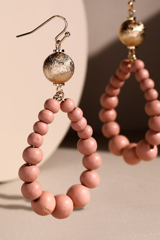 Satin Metal Ball Teardrop Earrings