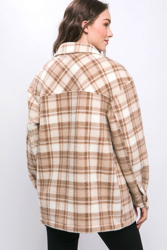 Sherpa Fleece Plaid Jacket