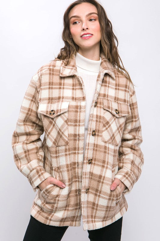 Sherpa Fleece Plaid Jacket