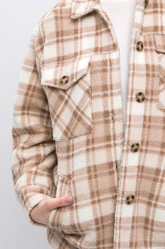 Sherpa Fleece Plaid Jacket
