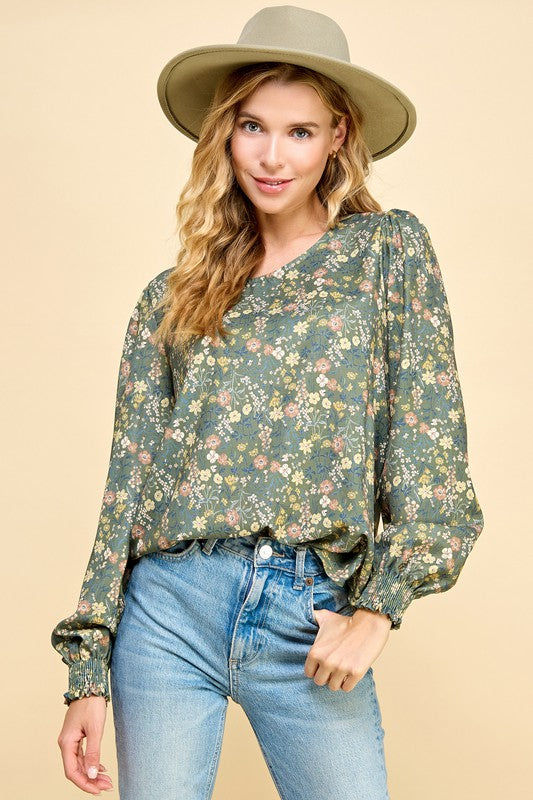 Floral Printed with Ruffled Sleeves