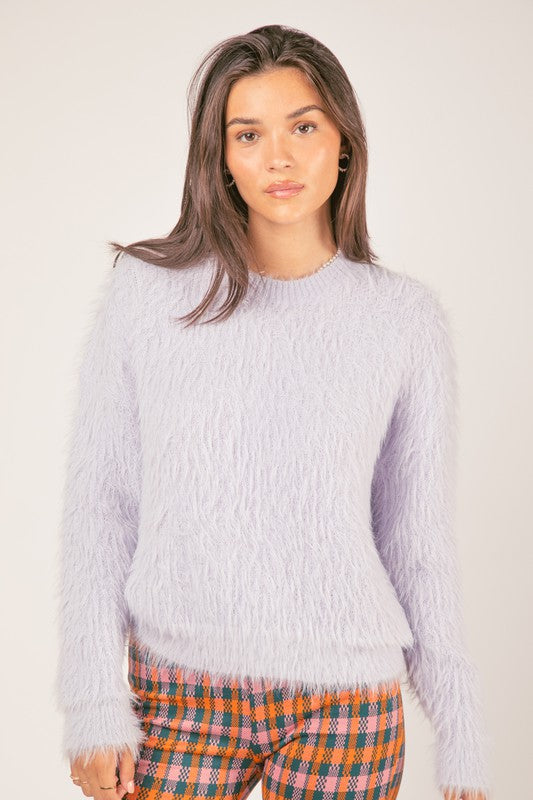 Fuzzy Fluffy Soft Cozy Knit Sweater Top