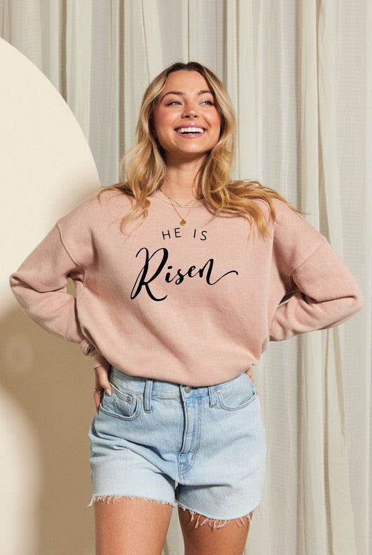 HE IS RISEN Mineral Graphic Sweatshirt